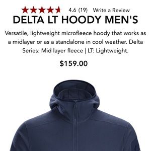 NWT Arc’teryx Delta LT Hoodie - SM, MED - Navy